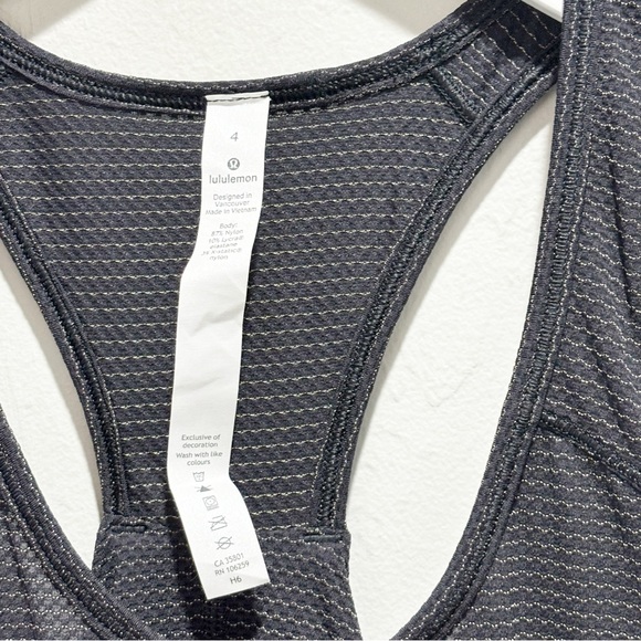 LULULEMON Women’s Black Gold Stripe 105 SINGLET Seriously Light Luon Size 4 - Picture 6 of 7